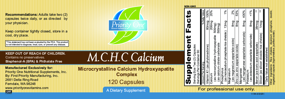 Priority One Vitamins M.C.H.C. Calcium 120 caps