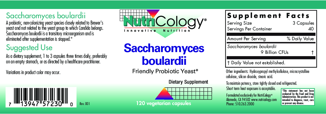 Nutricology Saccharomyces Boulardii 120 ct