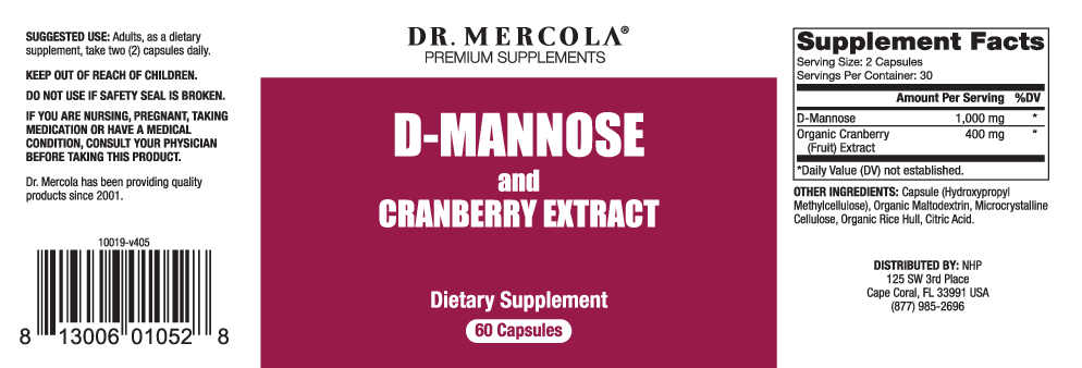 Dr. Mercola D-Mannose and Cranberry Extract 60 caps