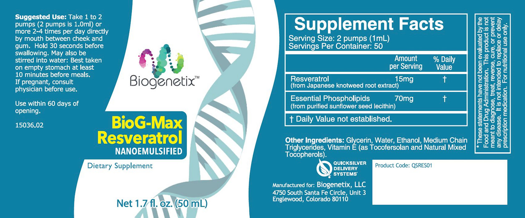 Biogenetix BioG-Max Resveratrol 1.7 fl oz
