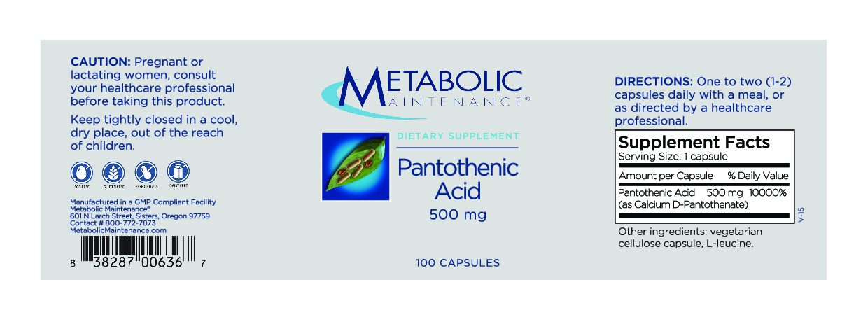 Metabolic Maintenance Pantothenic Acid 500 mg