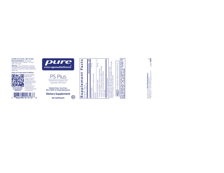 Pure Encapsulations PS Plus 60 растительных капсул