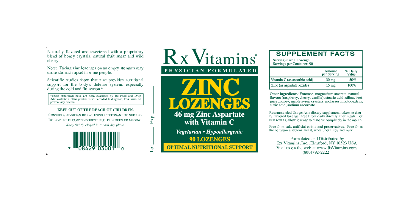 Rx Vitamins Zinc Lozenges 15 mg 90 loz