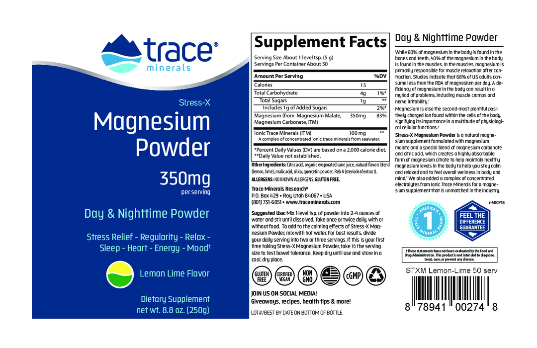 Trace Minerals Research Stress-X Magnesium Lemon-Lime