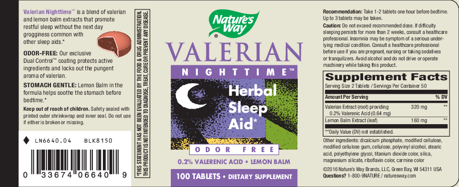 Nature's Way Valerian Nighttime  Sleep Aid 100 tabs