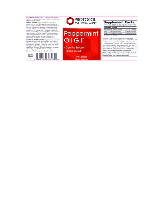 Protocol For Life Balance Peppermint Oil G.I.  90 gels