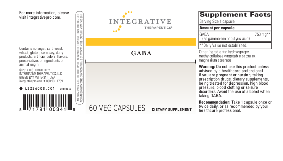 Integrative Therapeutics GABA 750 mg 60 caps
