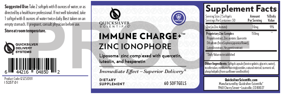 Quicksilver Scientific Immune Charge+ Zinc Iono 60 softgels