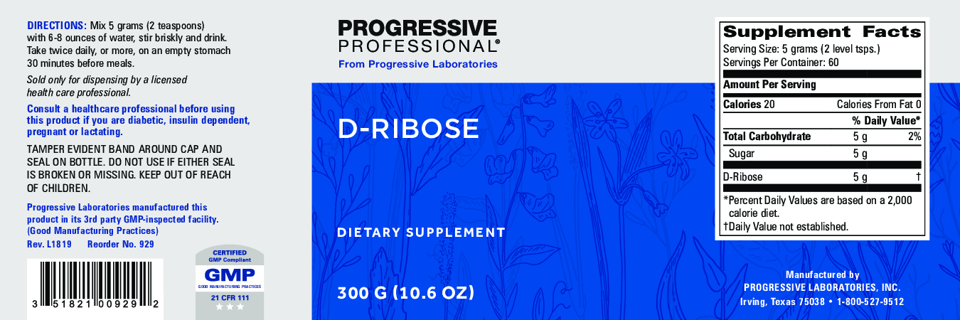 Progressive Labs D-Ribose 300 gms