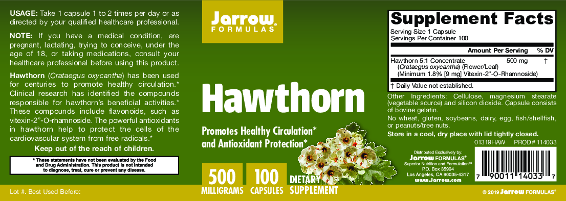 Jarrow Formulas Hawthorn 500 mg 100 caps