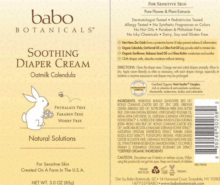 Babo Botanicals Soothing Diaper Cream 3 oz