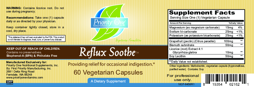 Priority One Vitamins Reflux Soothe 60 vegcaps