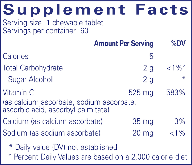 Pure Encapsulations Vitamin C chewables 60 tabs