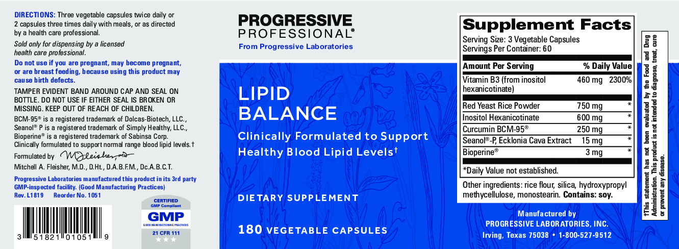 Progressive Labs Lipid Balance  180 vegcaps