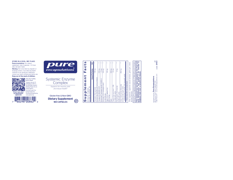 Pure Encapsulations Systemic Enzyme Complex 180 vcaps