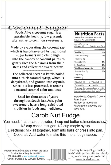 Foods Alive Coconut Sugar 14 oz