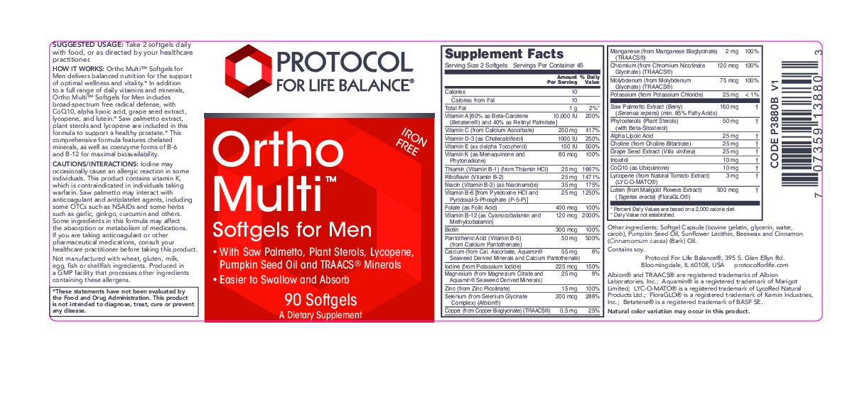 Protocol For Life Balance Ortho Multi for Men 90 softgels